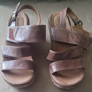 Size 38 Bussola Strappy Wedge Slingback Leather Trinidad Teagan Women Sandals